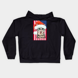 American Flag Mery Catmas Kids Hoodie